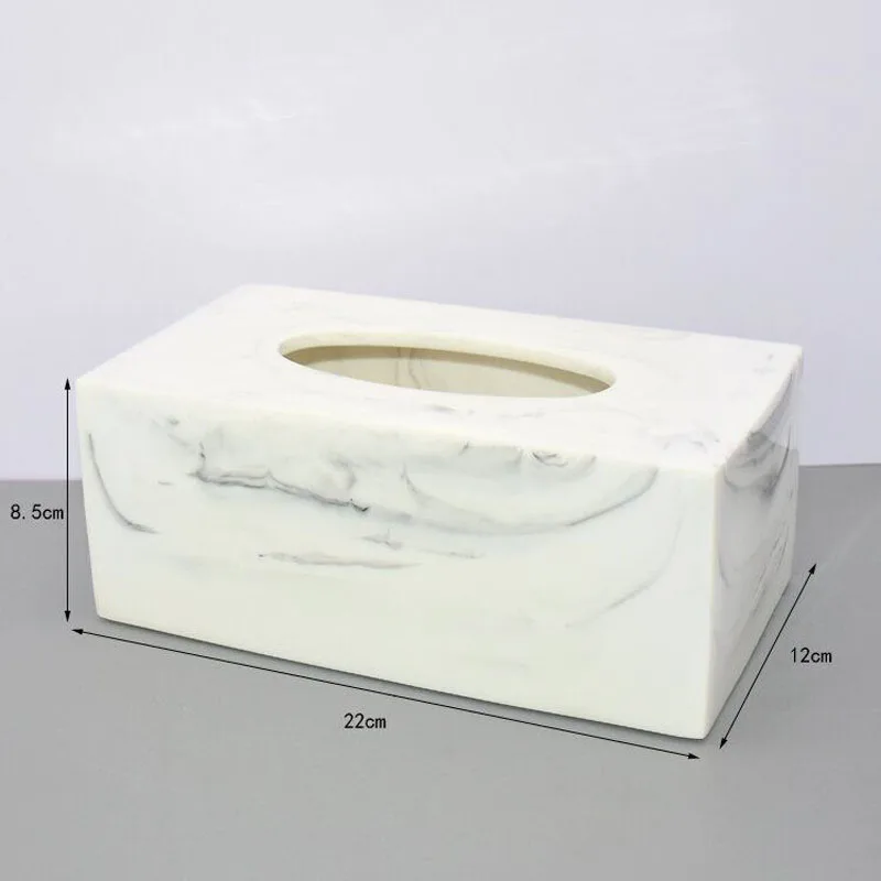 Nordic Marble Texture Resin Tissue Box Creative Decoration Home Living Room Bathroom Accessories Supplies Dining Table Paper Box
