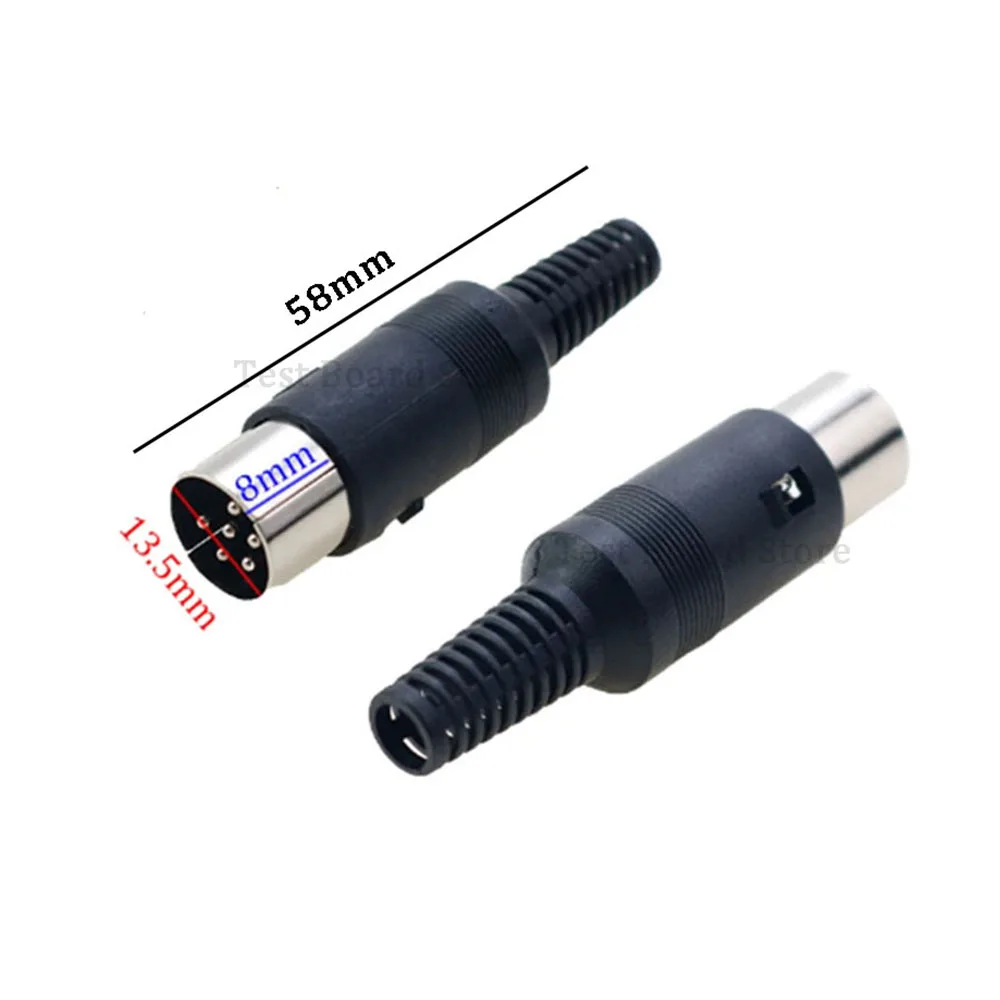 Multi-Pack DIN Male/Female Plug Jack with Plastic Handle - Keyboard Cable Connector Adapter PS2 Compatible