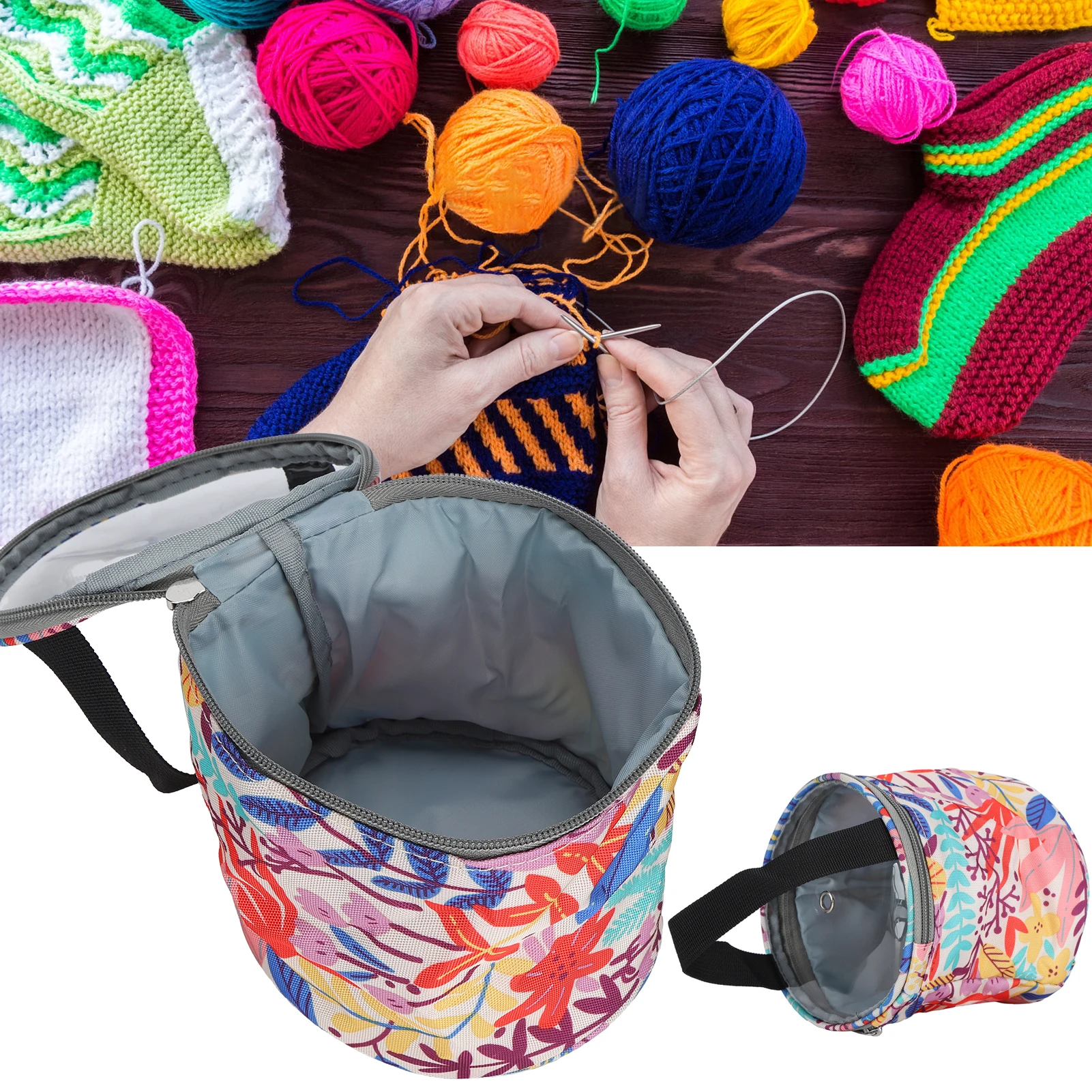 Knitting Storage Bag Yarn Bag Empty Knitting Storage Tote Bag Organizer for Carrying Crochet Accessories