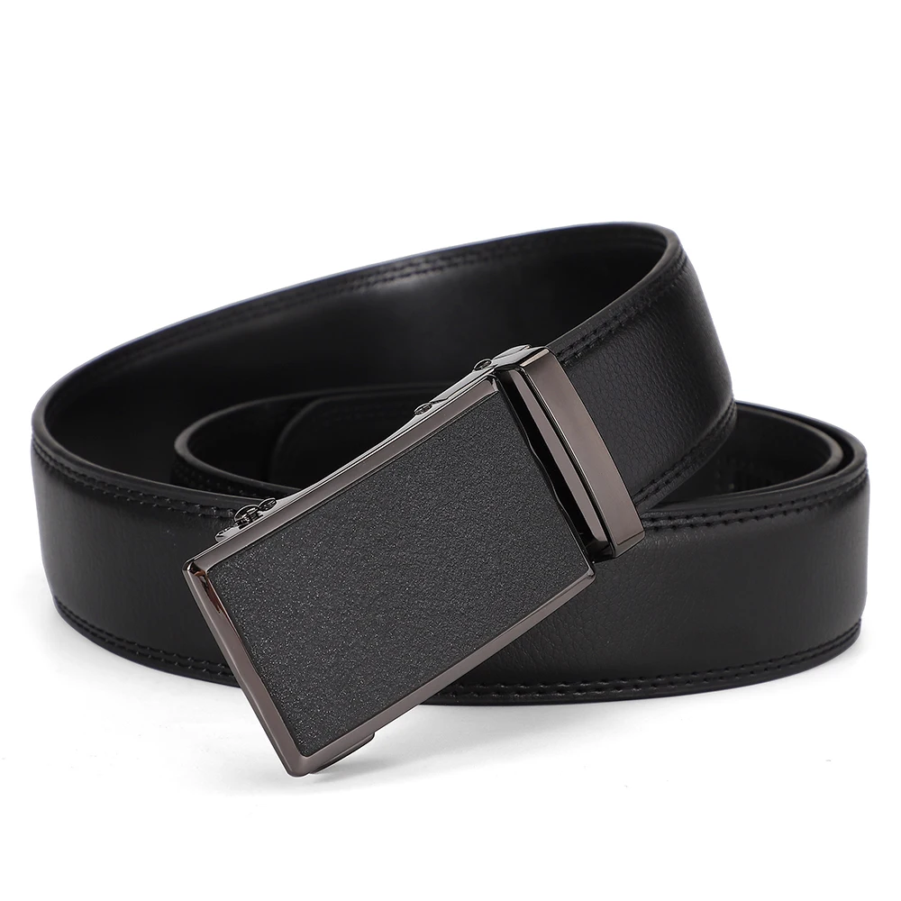 Genuine Leather Belt with Automatic Buckle, Cowhide Card Teeth, Jeans with Belt, Casual Accessories, Pants