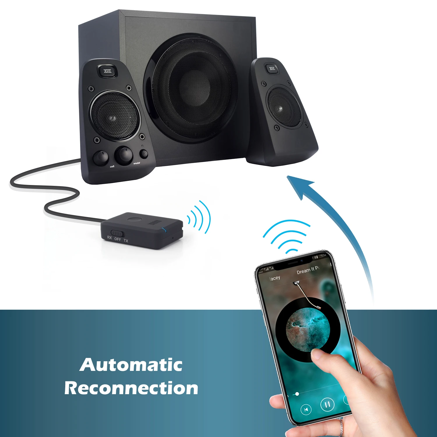 August MR230 Wireless Bluetooth 5.2 AUX to Bluetooth Adapter Transmitter Receiver USB-C Charging 10h for Car Speaker Headphone