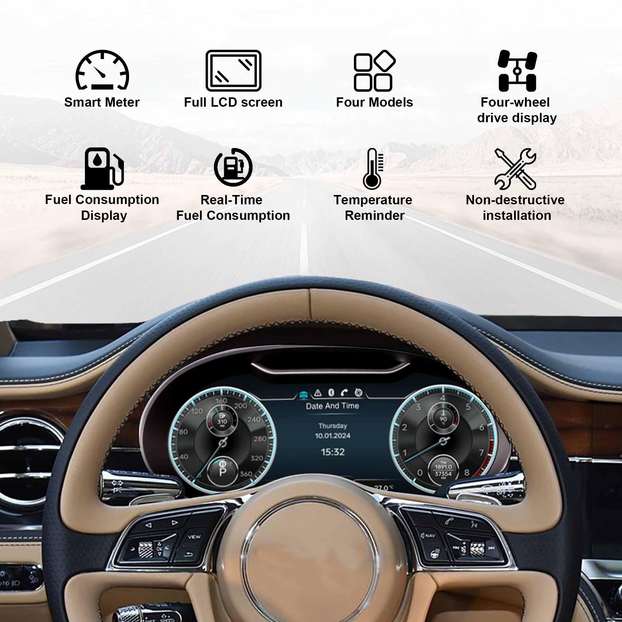 Digital Instrument Cluster For Bentley Flying Spur Continental GT 2012-2017 CarP