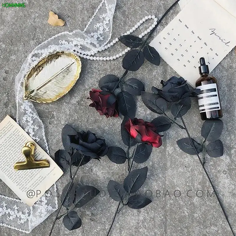 Bouquets De Roses Artificielles Halloween Avec Araignées - Lot De 10, Soie Et Plastique - Décoration Gothique Maison