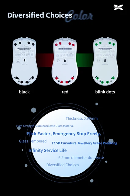 Cyclone Dots Fast Pattini Mouse - In PTFE Temprato Per Tappetini Vetro E Tessuto, 40 Pezzi - Foto 10