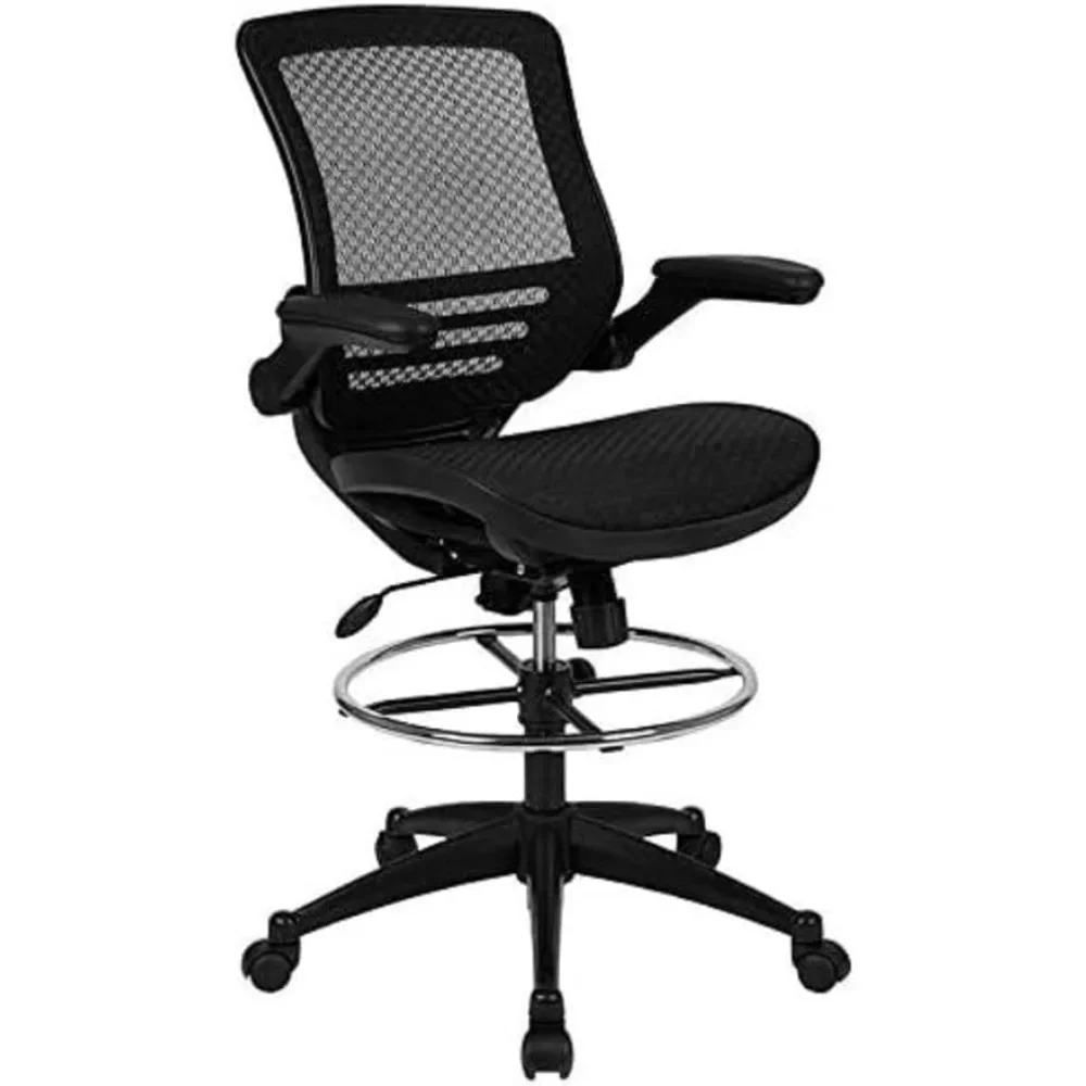 

Mid-Back Swivel Office Chair with Adjustable Foot Ring, Lumbar Support, and Seat Height, Ergonomic Mesh Executive Chair Black