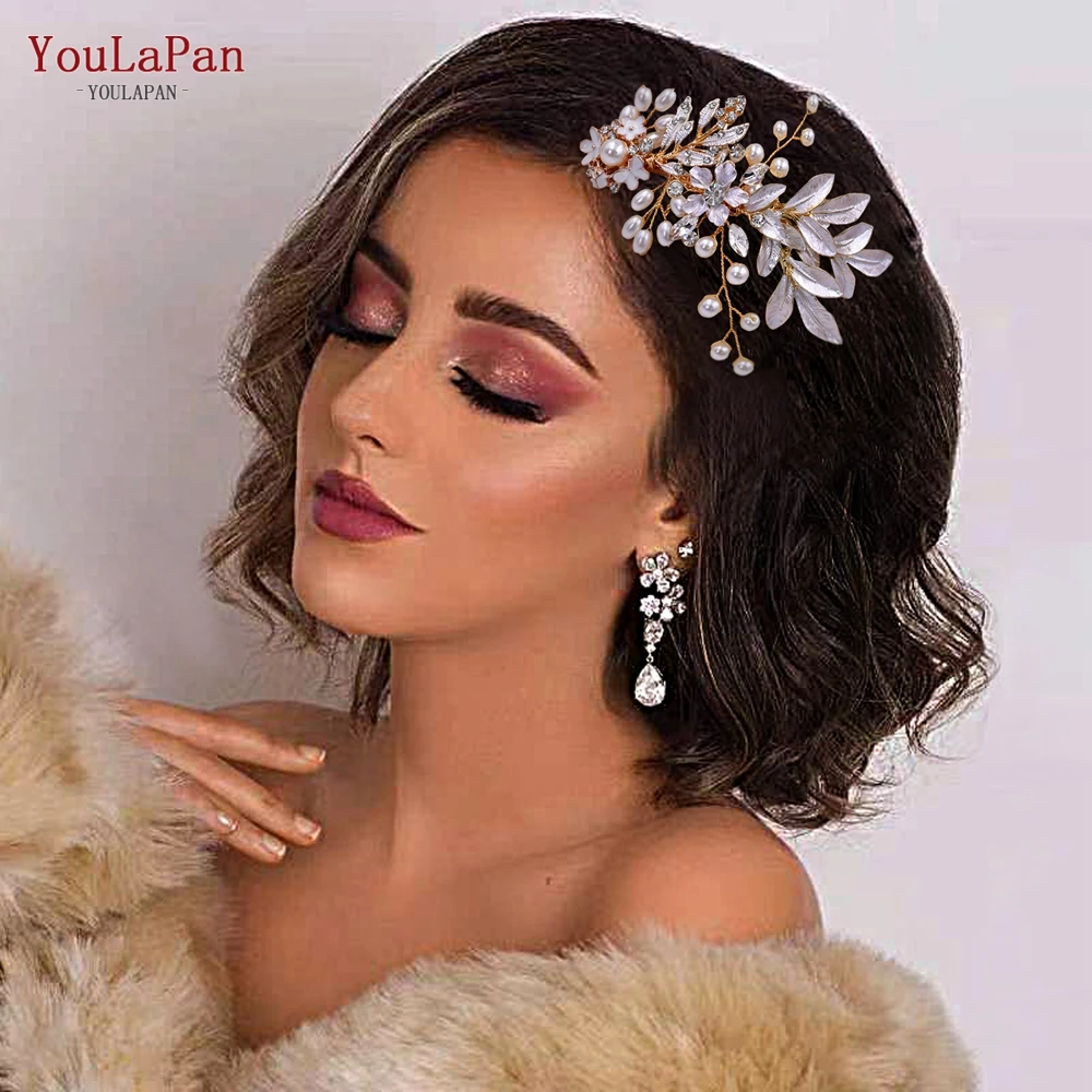 TOPQUEEN HP302 Metal Leaf Hair Comb for Woman Wedding Headdress Bridal Head Jewelry Hair Accessories Bridesmaid Hair Ornaments