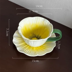 Elegant Ceramic Latte Cup and Saucer Set (Yellow)