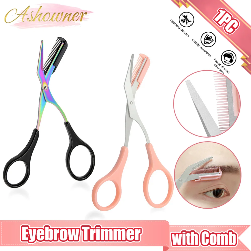 

Ashowner Eyebrow Trimmer Scissor with Comb Eyelash Hair Removal Facial Grooming Shaping Shaver Cosmetic Makeup Tools Accessories