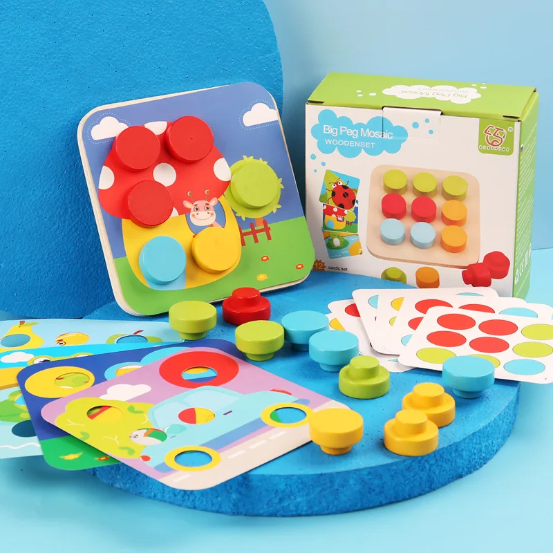 

Montessori Educational Toys for Boys Girls1 2 3Y Wooden Peg Board Shape Color Matching Puzzle Development Toys for Kids Games
