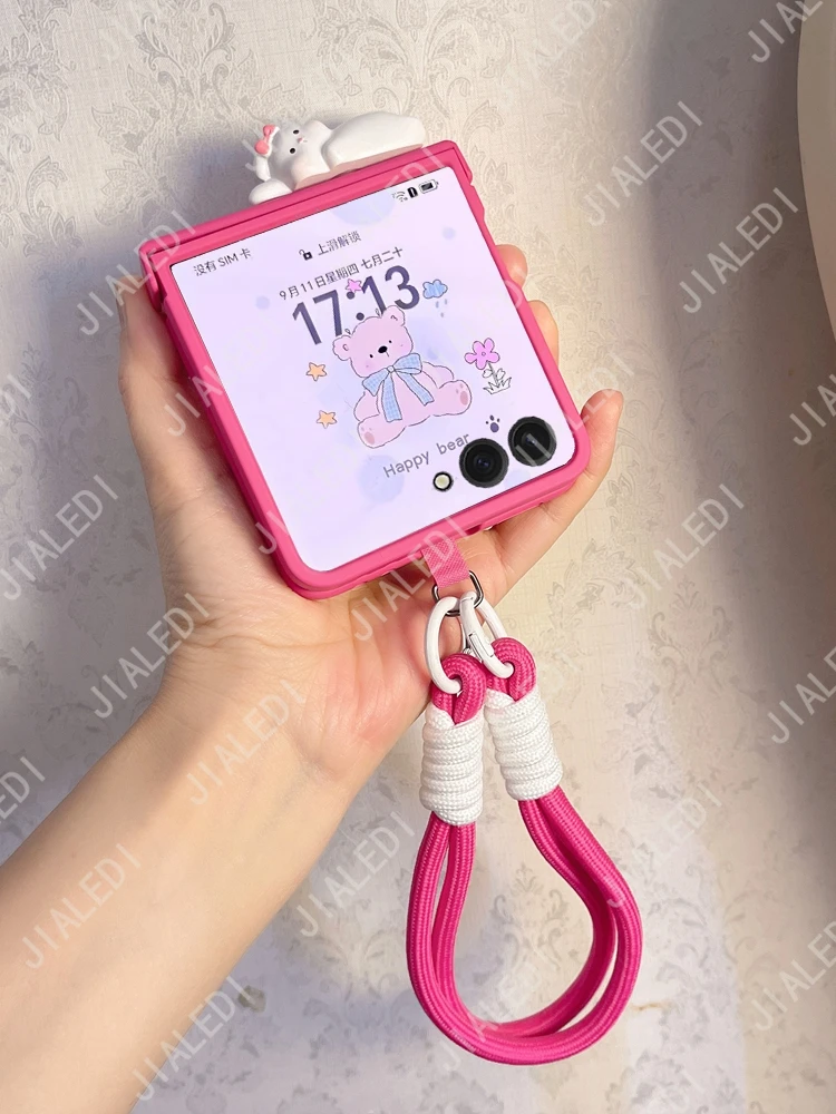 Cute Bear Ears Hinge Phone case For Samsung Galaxy Z Flip 7 thumbnail 4