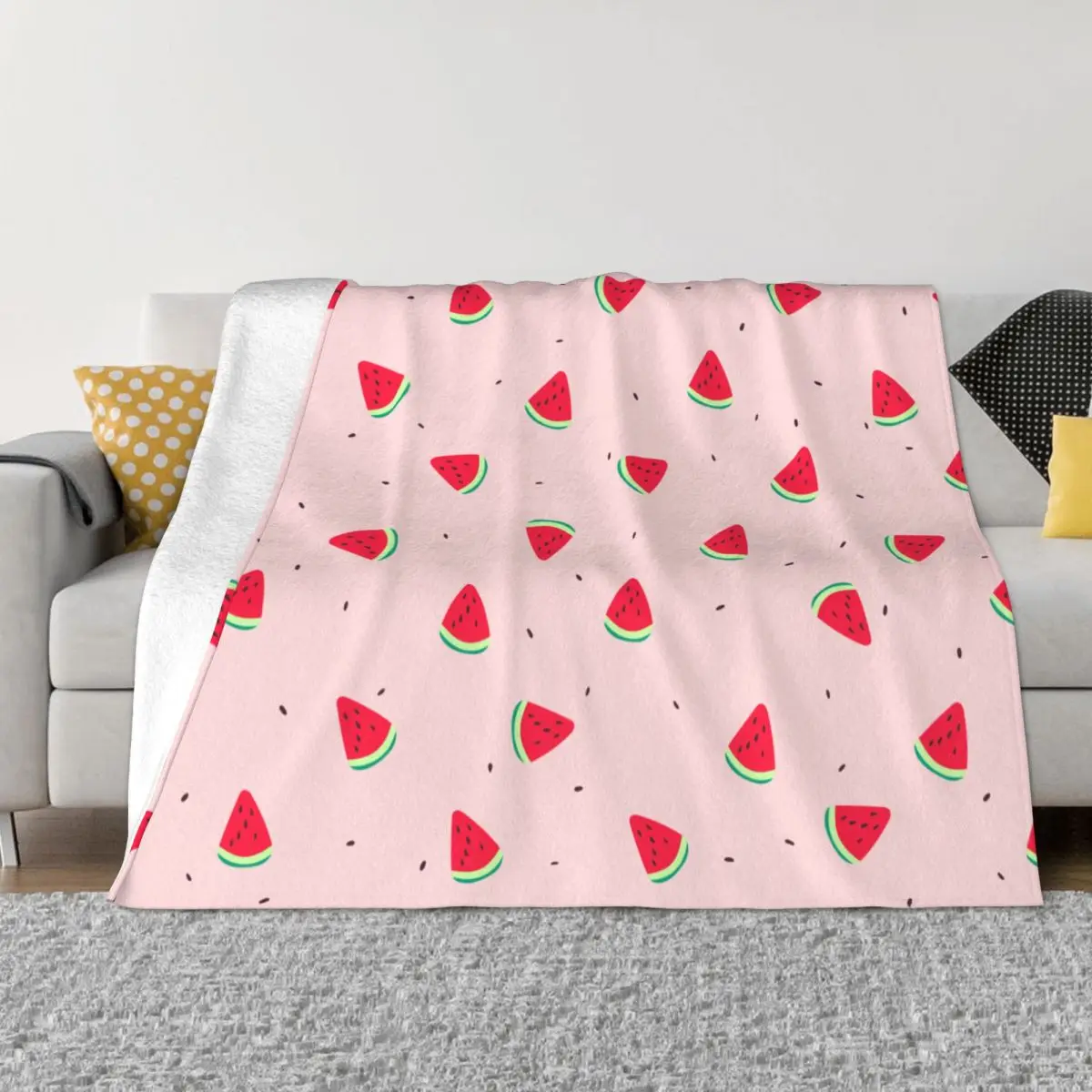 

Cute Summer Fruits Watermelon Blankets Coral Fleece Plush Autumn Multifunction Super Warm Throw Blankets Bedding Outdoor Quilt