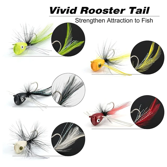 10PCS Fly Fishing Poppers Topwater Fishing Lures Bass Crappie