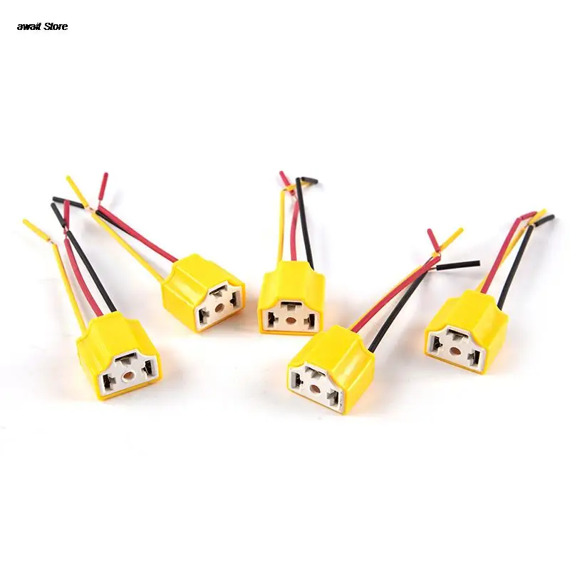 

5PCS Car Headlight Ceramic Socket H4 Ceramic Plug High Temperature H4 Socket