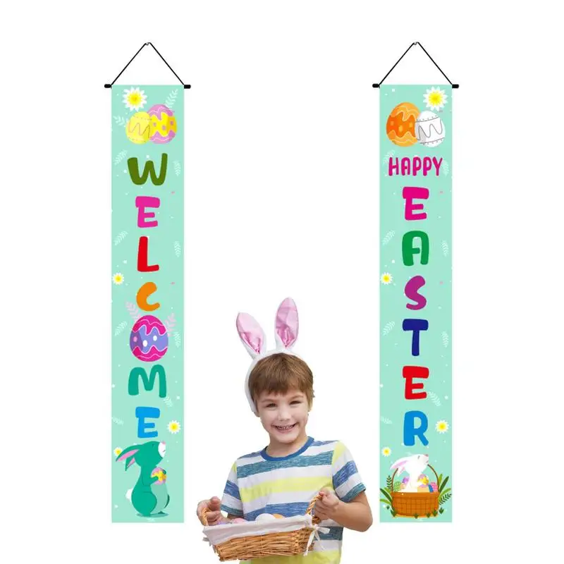 

Easter Hanging Banner Easter Front Door Porch Decorative Signs 30x180cm Seasonal Decoration Banners For Home Front Door Porch