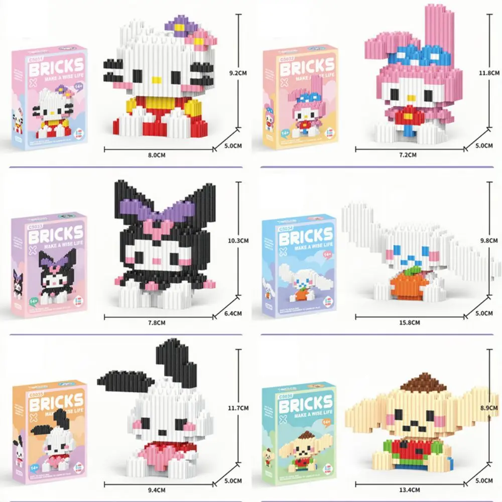 

Sanrio Figure Cartoon Anime Hellokitty Kulomis Melodys Micro Building Blocks Mini Ideas Bricks Creation Toy For Children Gift