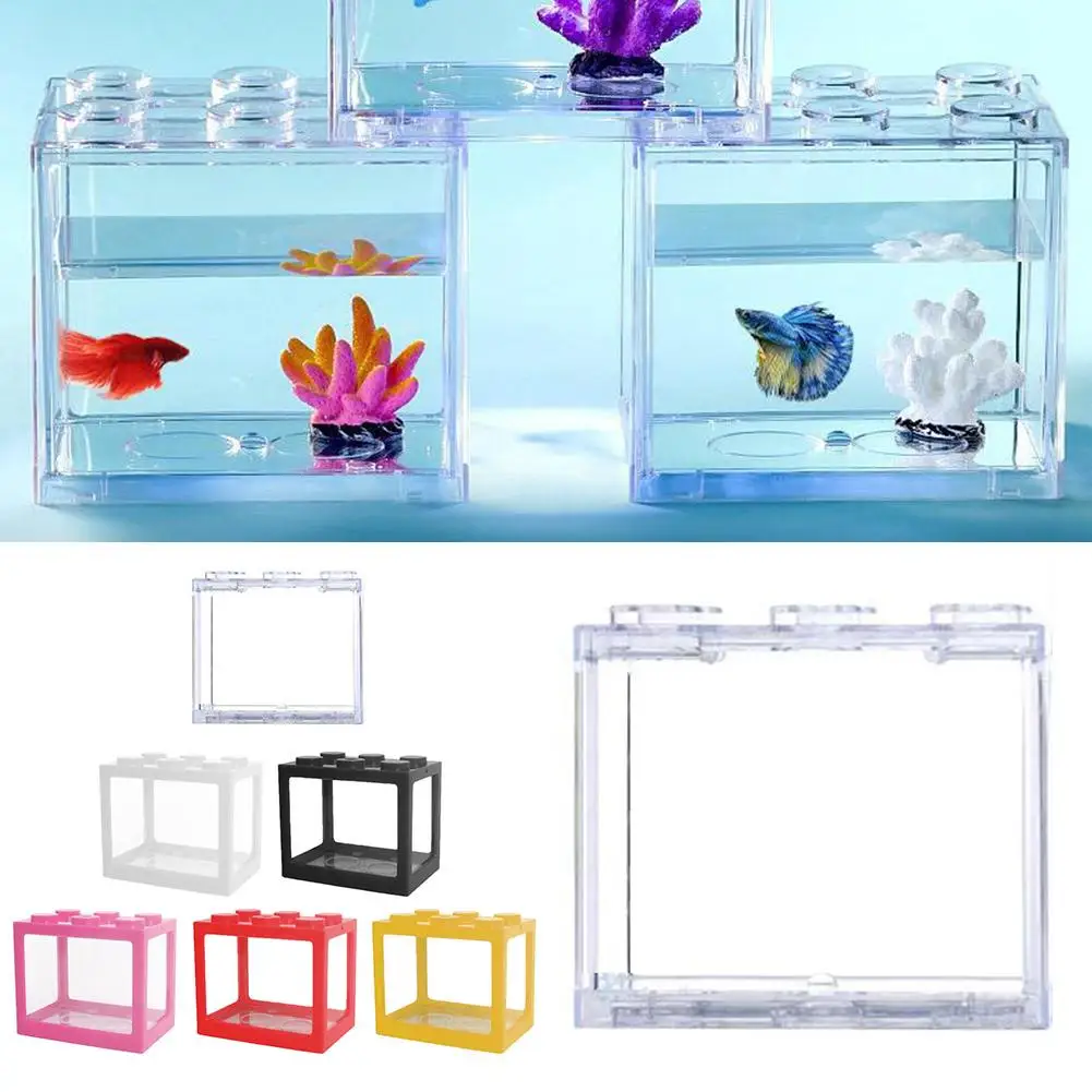 High-transparency Fish Tank Small Ecological Home Creative Fish Fighting Transparent Ornamental Tank Building Block Reptile fish aquarium