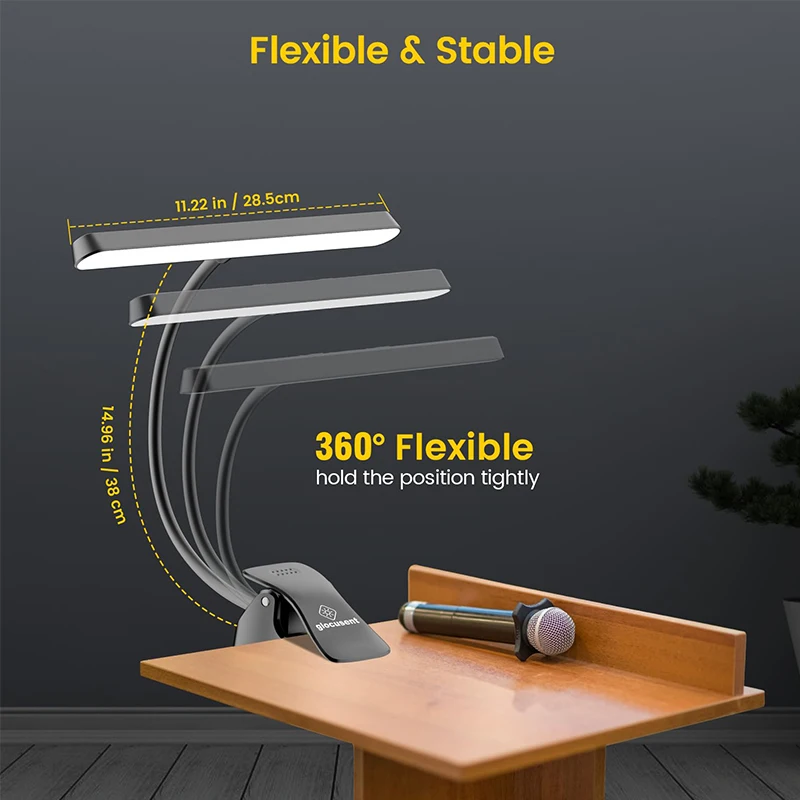 Rechargeable Book Light Eye Caring 56 Leds Clip on Music Stand Light Rechargeable Dimmable Sheet Music Piano Lamp Guitar