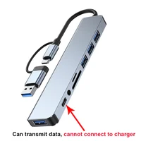 8in1 USB C Type C HUB Docking Station with 3.5mm Audio Jack Adapter for Micro SD Card Reader Laptop Tablet Phone Disk Converter - Image 2