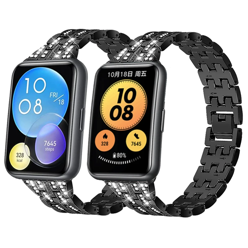 

Metal Strap for Huawei Watch Fit 2/Fit Smart Band Diamond Stainless Steel Bracelet for Huawei Watch Fit 2/Fit Watch Band Correa