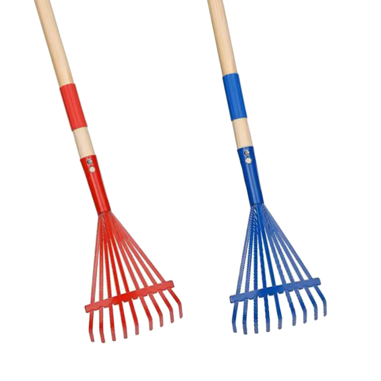 2Pcs Garden Rake Ergonomic Quick Clean up Leaves Rakes with Wood Handle Leaf Rake Home Farming Garden Tool for Shrub Garden Yard
