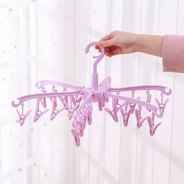 Clothes Hangers Baby Clothes  Plastic Clothes Socks Hanger - 6 Clips Baby  Clothes - Aliexpress