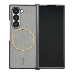 Premium PU Matte Slim Shockproof Magnetic Wireless Charging Protective Cover - Solid Color for Galaxy Z Fold4 (GRAY)