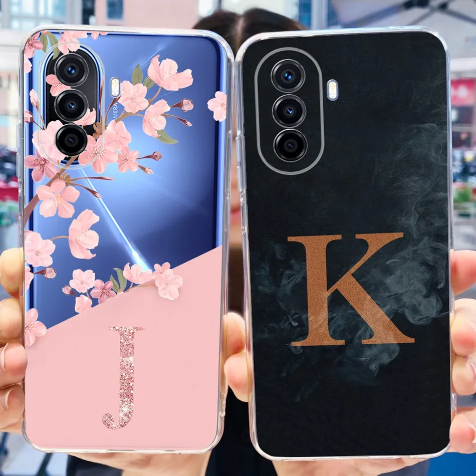 Чехол для Huawei Nova Y70 Plus NovaY70 4G, телефонные чехлы из мягкого силикона и ТПУ с изображением красивых цветов и противотуманных тыльных букв