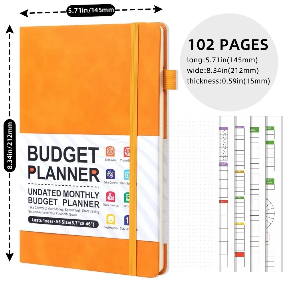 A5 planejador de orçamento de dinheiro caderno inglês bloco de notas multifuncional agenda planejador livro portátil orçamento livro