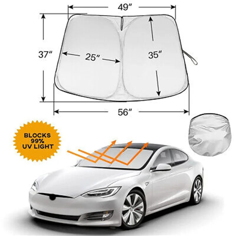 Auto Windschutz scheibe Sonnenschutz deckt Visiere Auto Frontscheibe  Sonnenschutz Sonnenschirm Coche für Tesla Modell 3 y s x Sonnenschutz  Zubehör - AliExpress