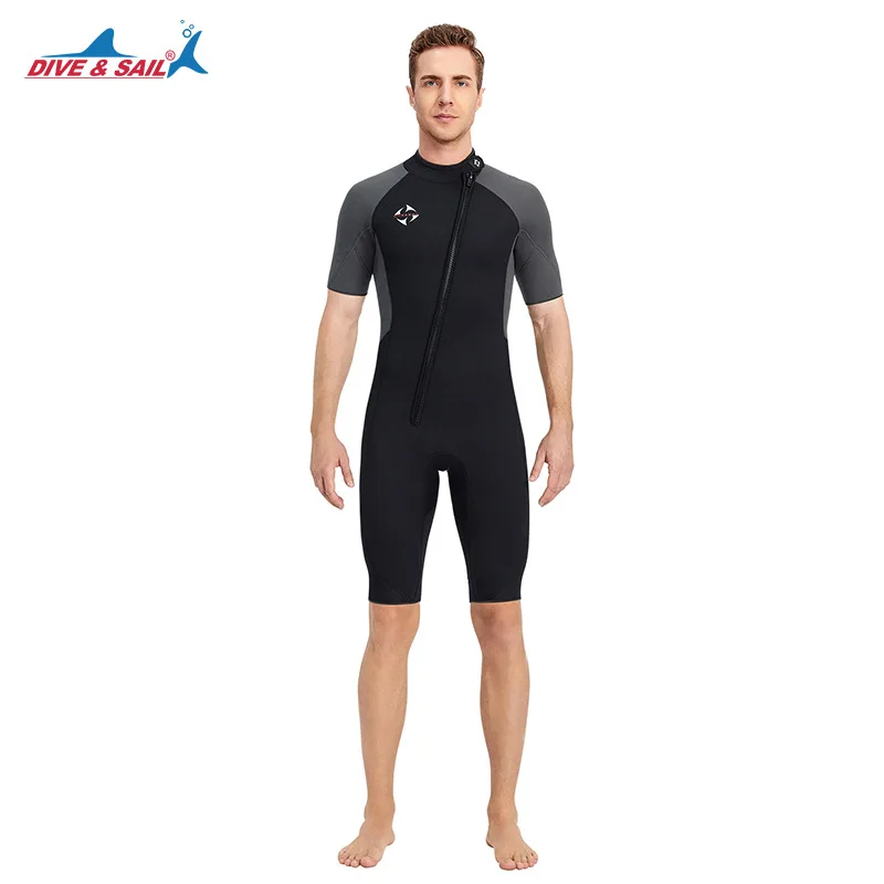 3mm Wetsuit Men Neoprene One Piece Short Sleeve Wetsuit Surf Suit Scuba Diving Snorkeling Suit Swimsuit Water Sportswear