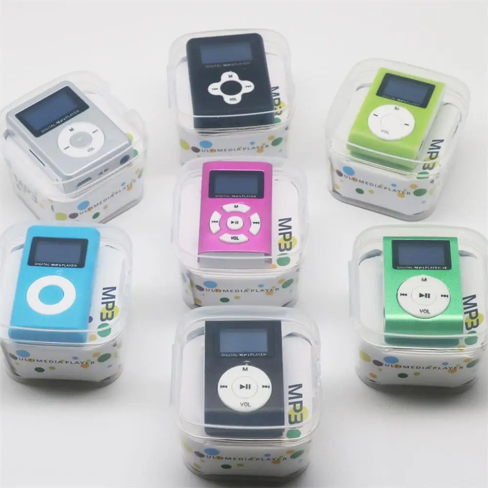 Mini Cube Clip-type Mp3 Player Display Rechargeable Portable Walkman Sport Mp3 Music Speaker with Earphone Usb Cable