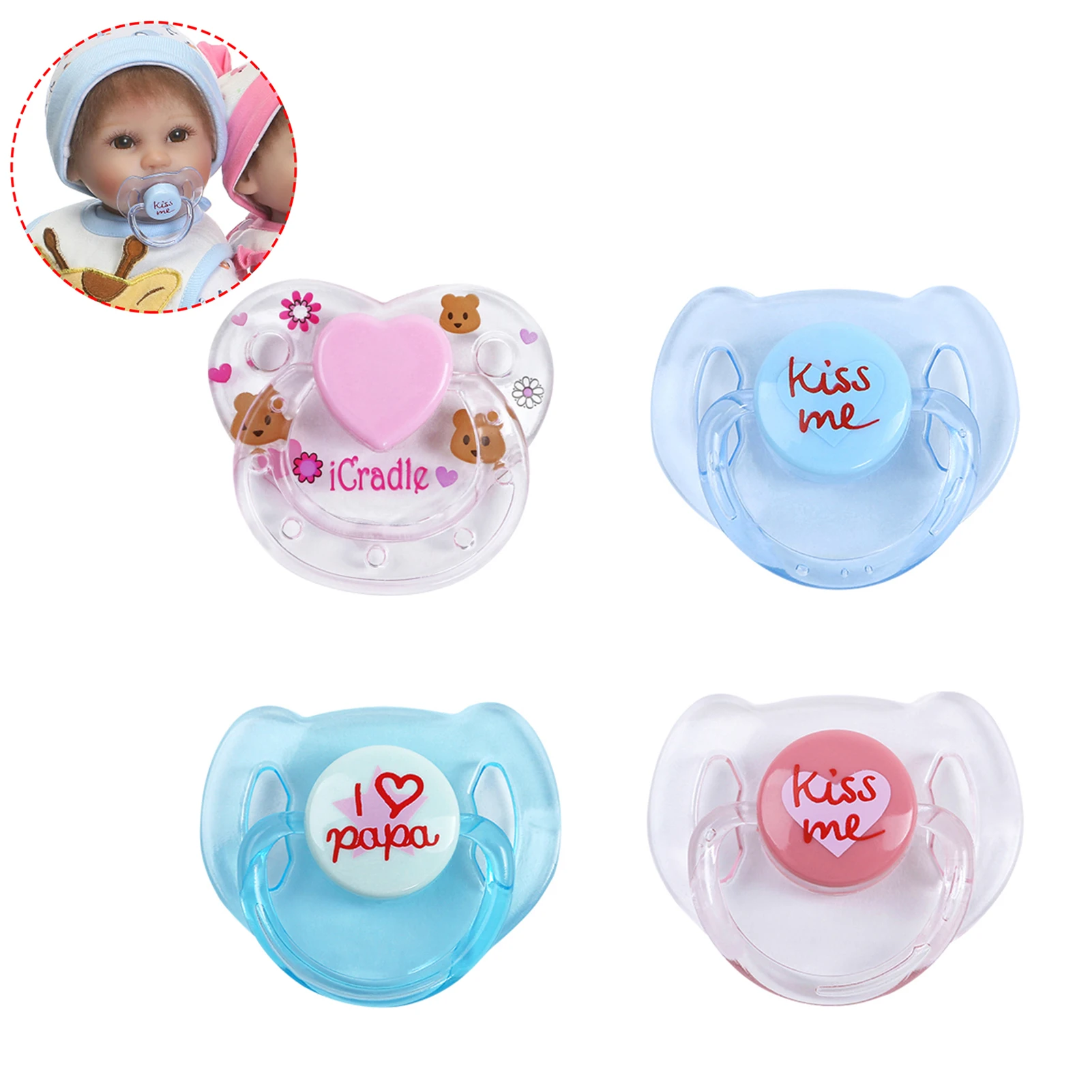 Reborn Doll Supplies Magnet Pacifiers Lifelike Reborn Baby Dolls Accessories Magnetic Nipples Toys for Kids 4Pcs/Lot