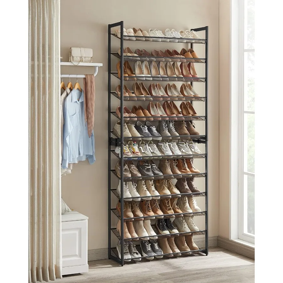 Shoe Rack 12Tier Shoe Organizer Metal Shoe Storage for Garage Entryway Set of 2 6Tier Stackable Shoe Shelf with Adjustable Flat