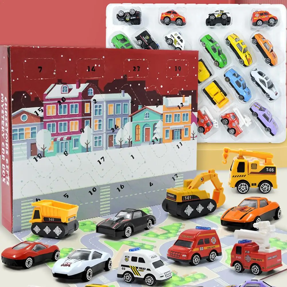 

Kids Christmas Advent Calenda Perfect Holiday Gift For Kids Alloy Construction Engineering Vehicle Countdown Calendar
