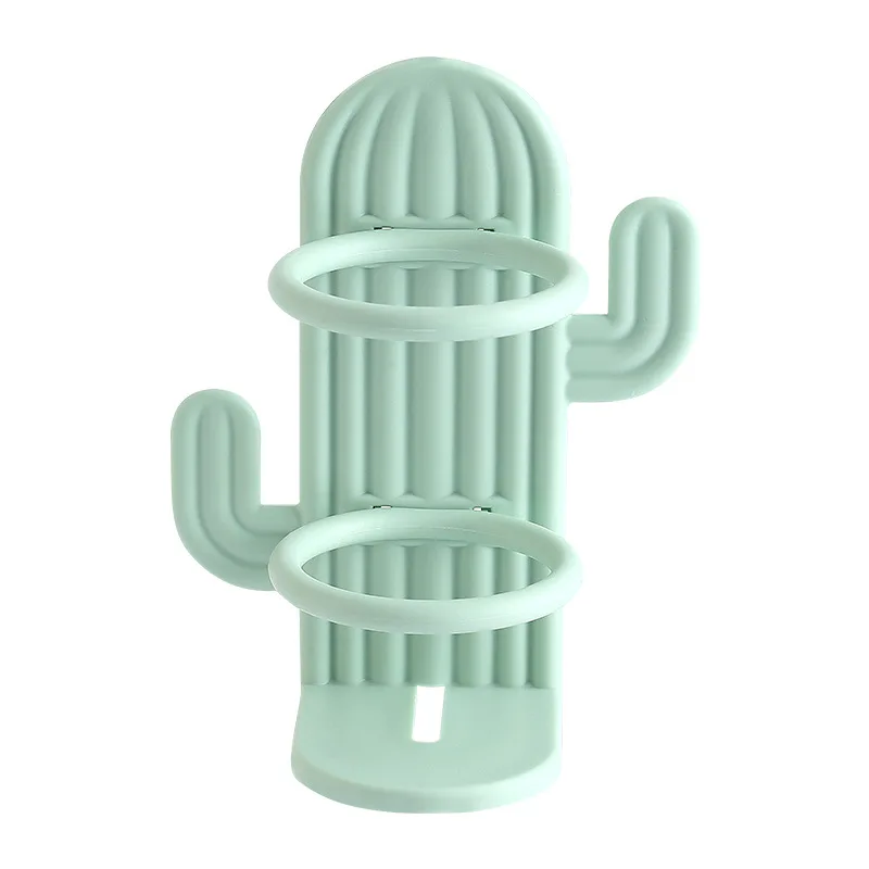 Non perforated Toothbrush Holder Wall Mounted Waterproof and Draining Space Saving Cactus Design