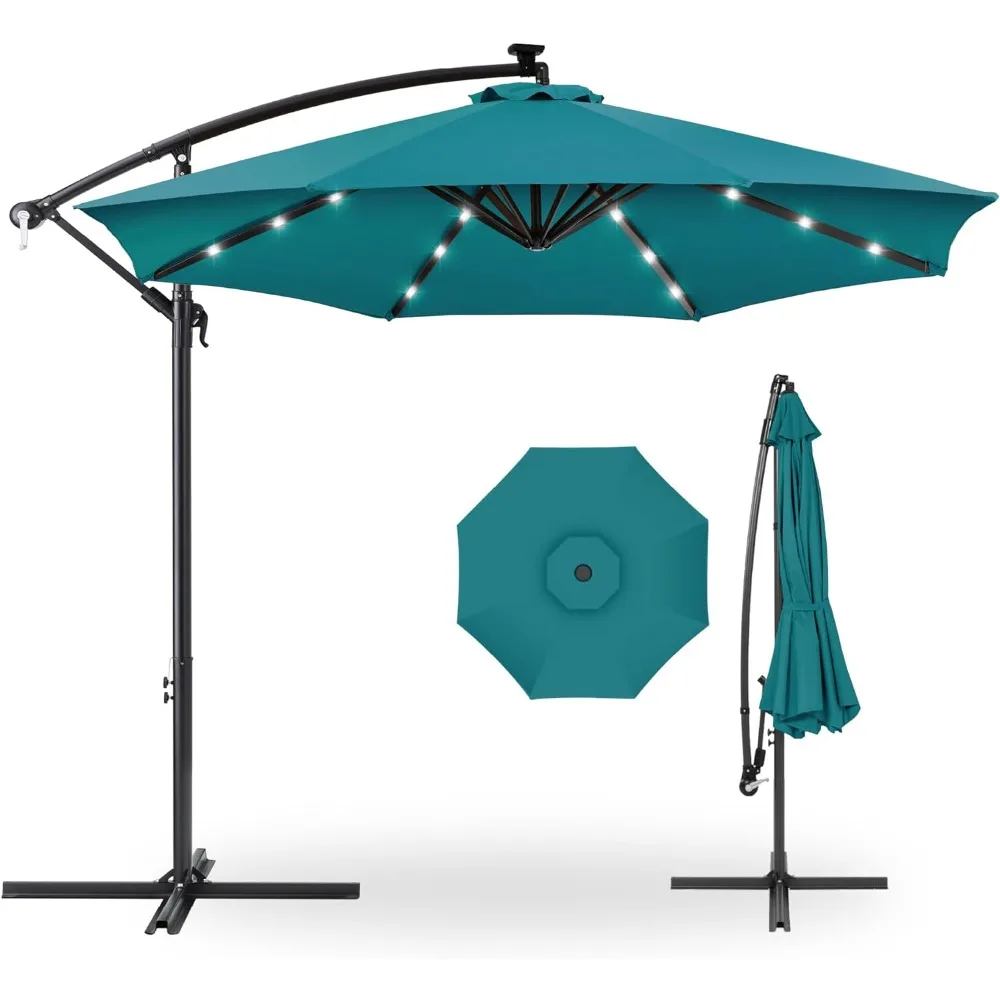 

Best Choice Products 10ft Solar LED Offset Hanging Market Patio Umbrella for Backyard, Poolside, Lawn and Garden w/Easy Tilt