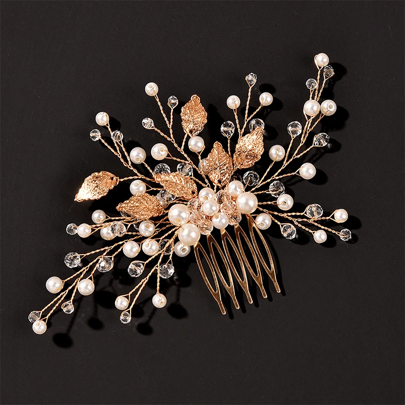 

Crystal Rhinestone Pearl Hair Comb Clips Bridal Wedding Jewelry Hair Accessories for Bride Bridesmaid Handmade Hair Decor