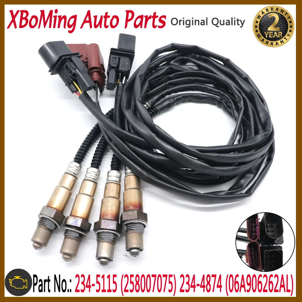 

4pcs 234-5115 234-4874 Upstream&Downstream Lambda Sensor O2 Oxyge 258007075 06A906262AL For Volkswagen Touareg Audi A8 2004-2007