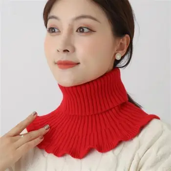 Warm Knitted Fake Collar Fashion With Wooden Ears Windproof Scarf Detachable Winter Turtleneck Men Women
