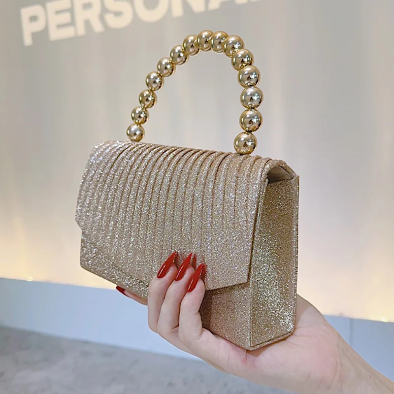 Women's Luxury Beaded Clutch with Flap Design High-Quality Evening Bag for Wedding and Dinner Event