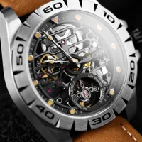 Boderry Urban Men's Titanium Watches Top Brand Fashion Skeleton Automatic Mechanical Waterproof Watch Hi-beat 72H Power-reserve 2