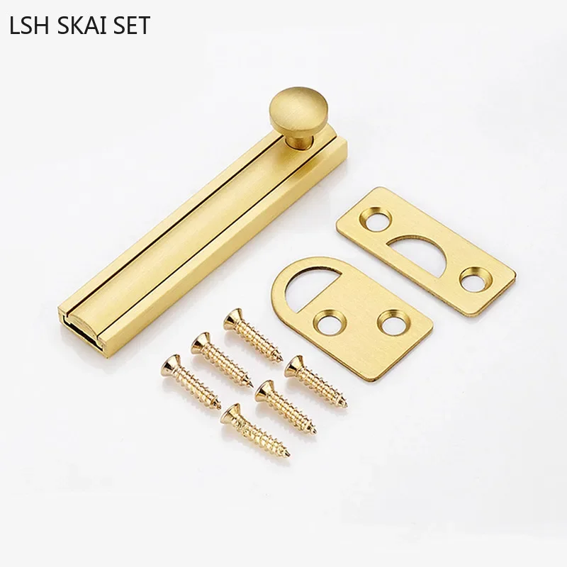 Barn Door Security Locks Brass Material Door Latch Lock Solid Sliding Bolts Window Latch Home Garden Gate Hardware Hasp 1PC door latch