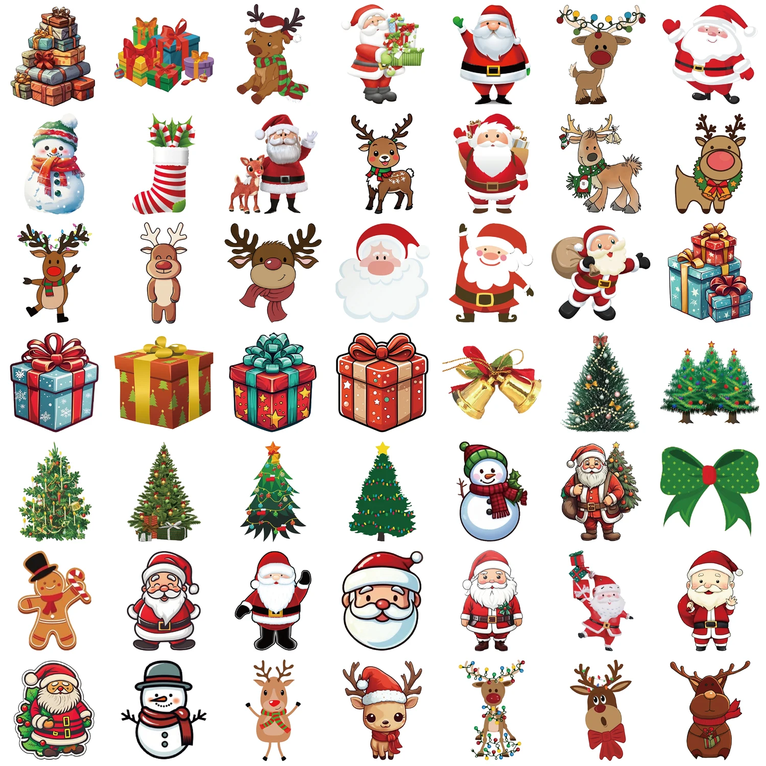 50PCS Kawaii Cartoon Christmas Art Aesthetic Stickers Pack for Kids Toy Diary Laptop Scrapbook Decoration Graffiti Sticker 5