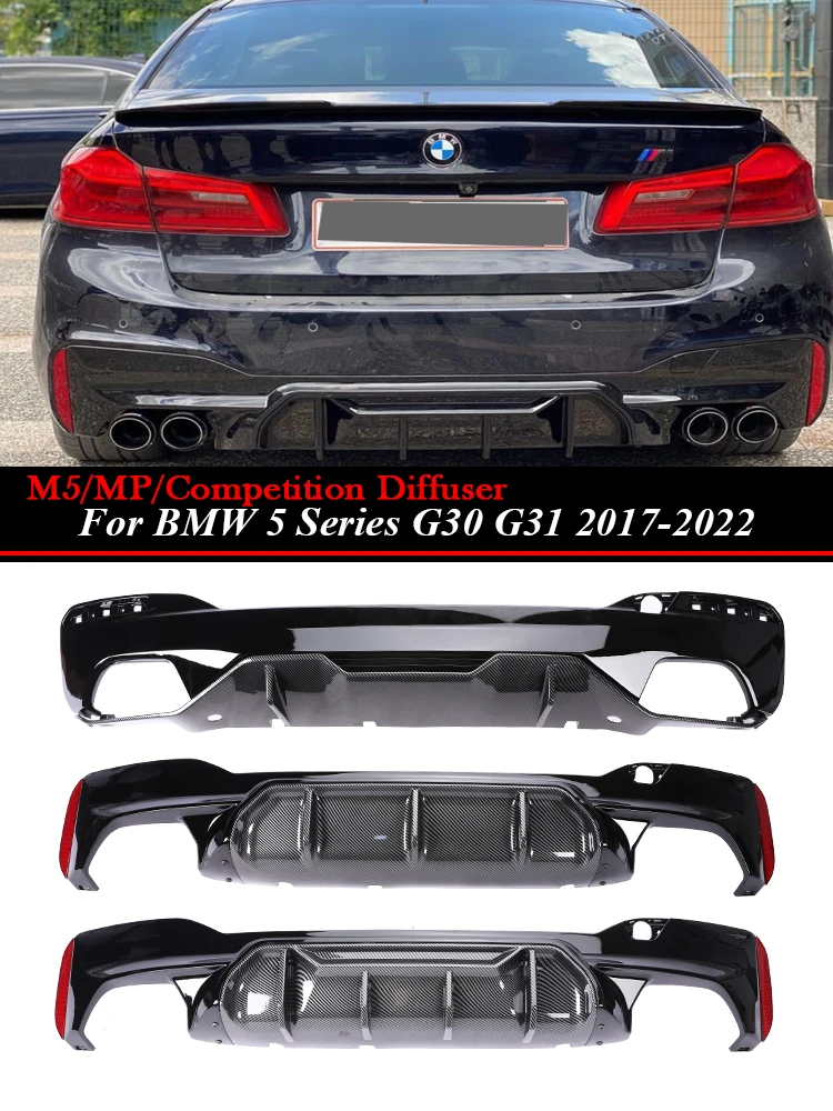 Diffusore Paraurti Posteriore In Fibra Di Carbonio M Sport Competition Cs Style Diffusor M5 Mp Per Bmw Serie 5 G30 G31 2018-2023 Accessori Auto