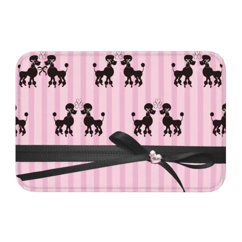

Poodle and Pink Heart Door Floor Kitchen Bathroom Mat Anti-Slip Indoor Poodle Door Mat Living Room Entrance Rug