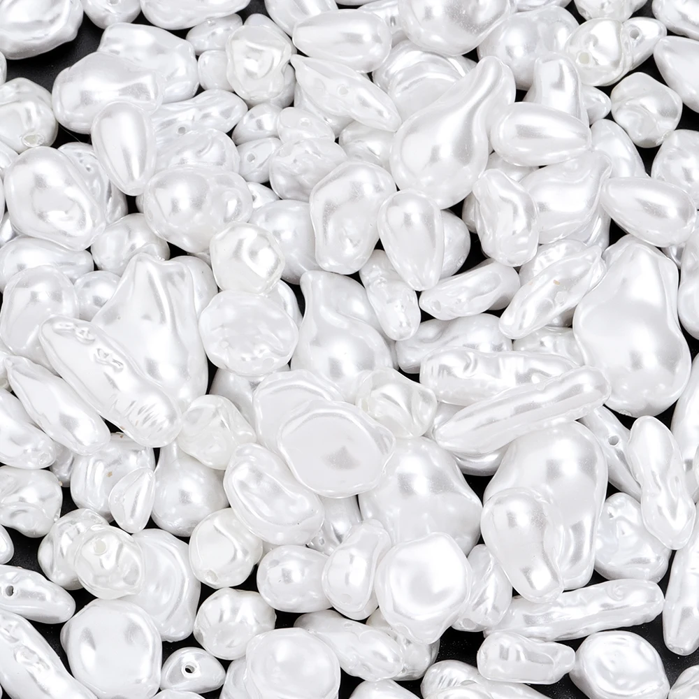 20개 ABS 인조 진주 비즈 타원형 불규칙 모양 루즈 스페이서 비즈 데코라 모자 의류 DIY 바느질 비즈 장식 액세서리