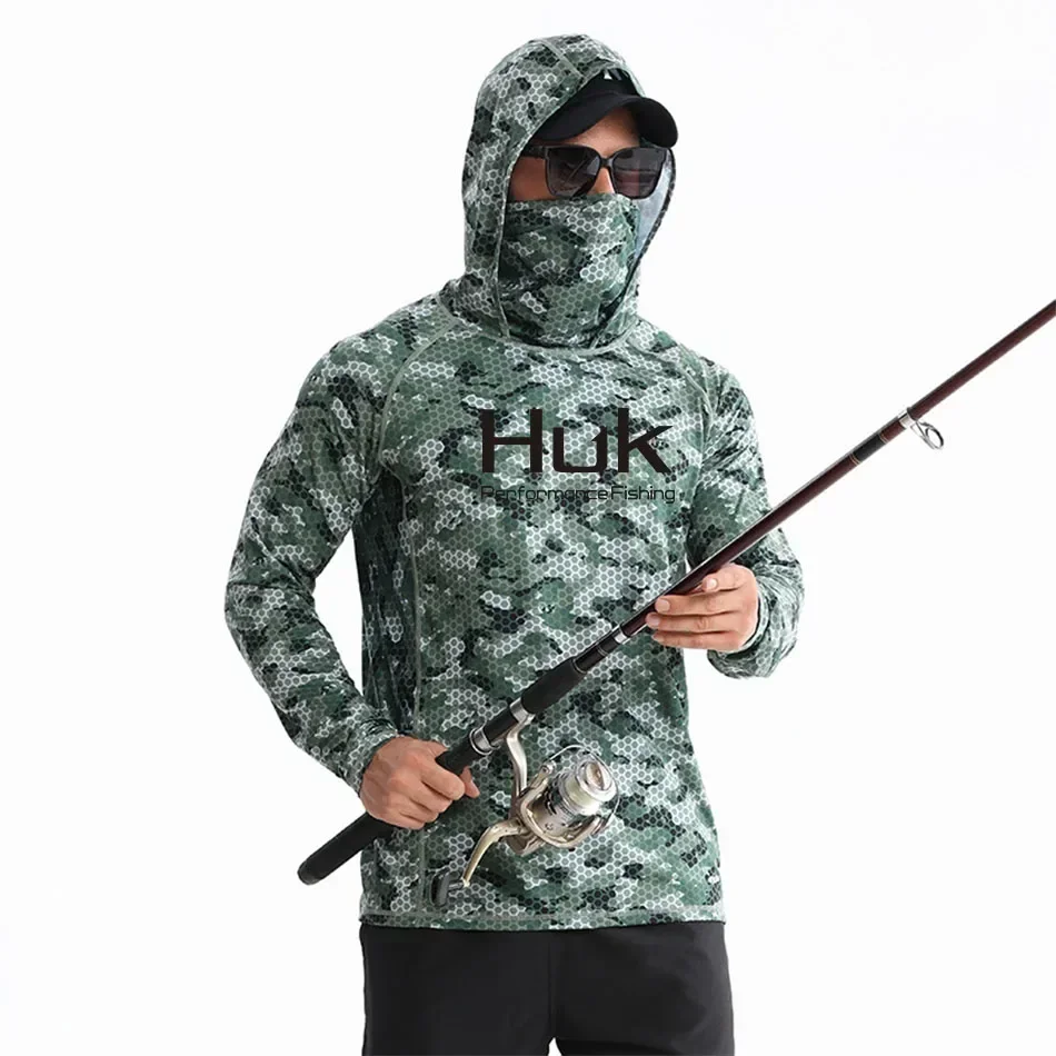 Huk Men&lsquo;s UPF 50+ Sun Protection Hoodie Shirts Long Sleeve Lightweight SPF Outdoor UV Hiking Fishing mens hiking shirts
