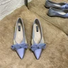 Bow Pointed Single Shoes Women's Flat Ballet Women's Shoes Spring 2022 New Versatile Soft Sole Bridesmaid Shoes Large Size 46 6