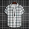 Casual Basic Shirt For Men Essential Leisure Short Sleeve Plaid Shirts Men Big Size Loose Fit Button Up Classic Plaid Men Shirt 6