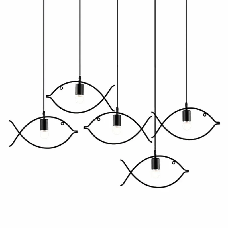 Creative American Country Retro Industrial Style Light  Nordic Iron Fish Chandelier Personalized Modern Simple Lighting Fixtures 5